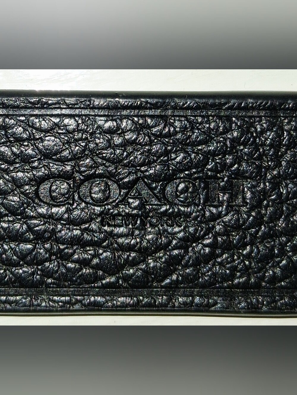 Coach Black Pebbled 2.5" Leather Key or Bag Tag EUC